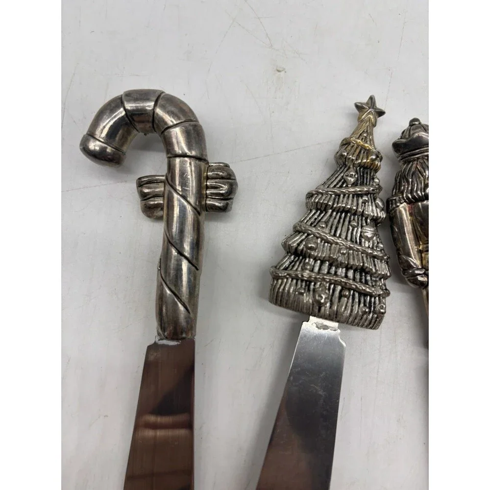 Christmas Charcuterie Spreaders 4 Holiday Wallace Silversmiths Silverplate Santa